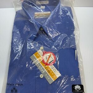 John Henry Men's Athletic Fit Blue Dress Shirt Wrinkle Free